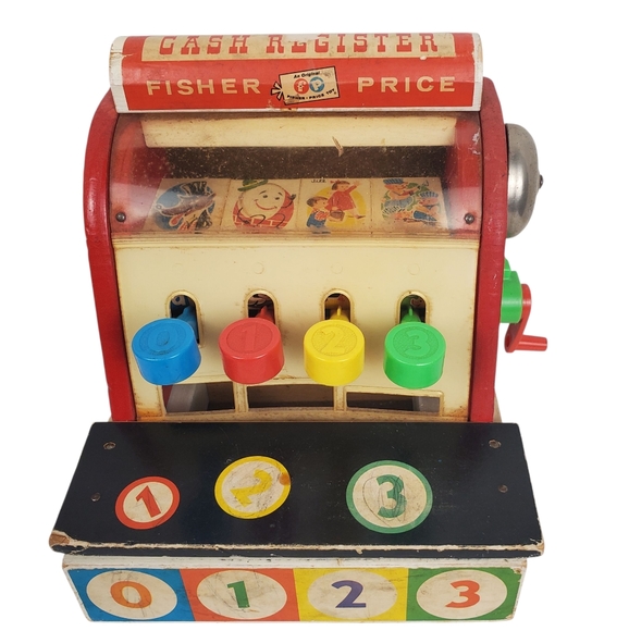 Vintage 1960s Wooden Fisher-Price 972  Cash Register Toy. - Picture 1 of 12